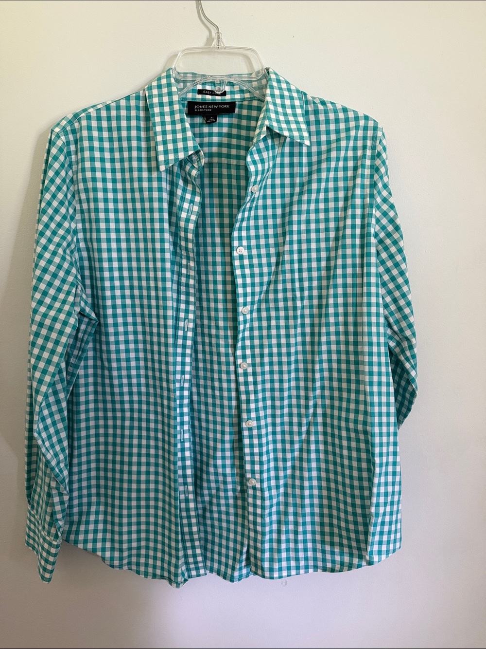 No es New York signature gingham buttoned blouse sz M